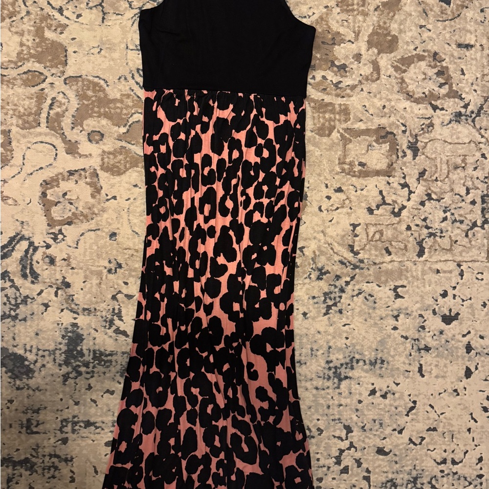 LOFT Black and Pink Maxi Dress